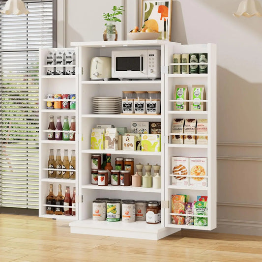 Solid Wood Kitchen Pantry Cabinet With Doors Modern Freestanding Storage