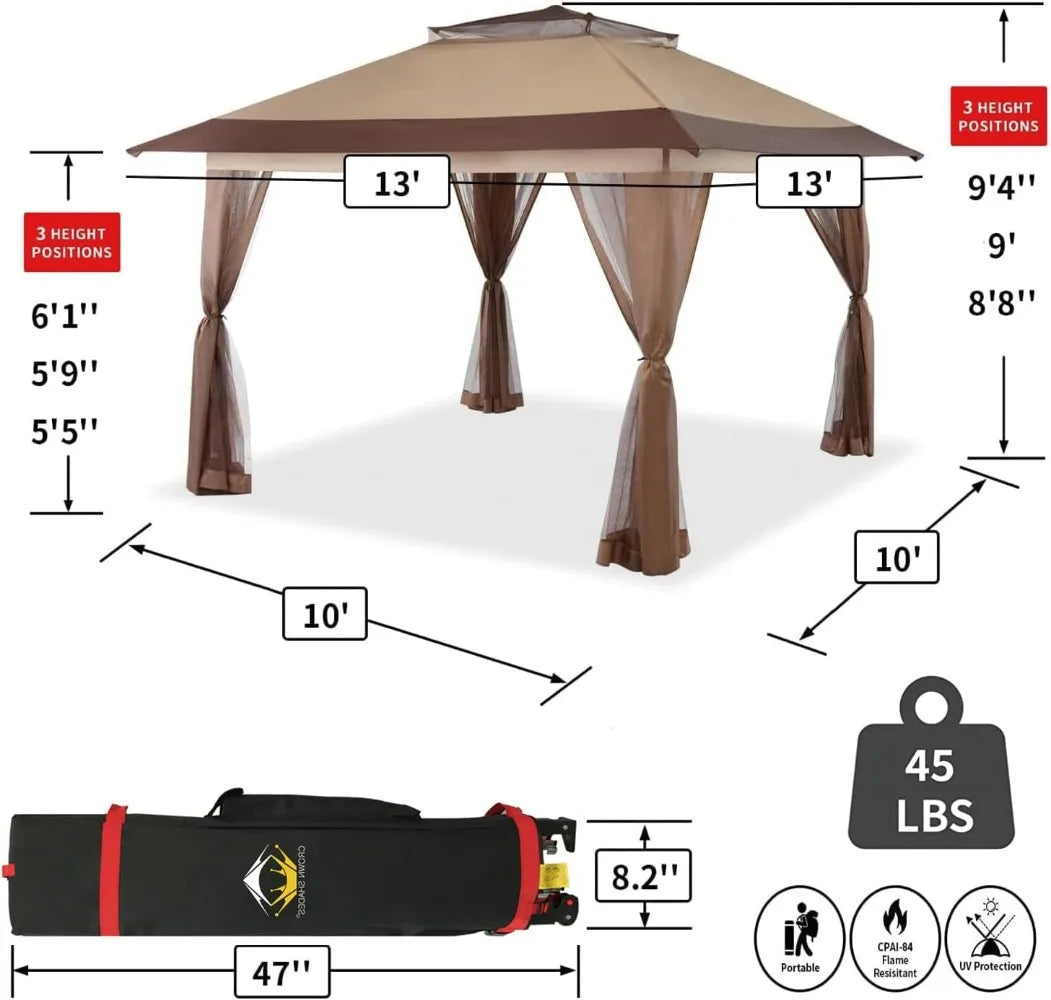Easy Setup Pop Up Gazebo Canopy Tent For Outdoor Patio