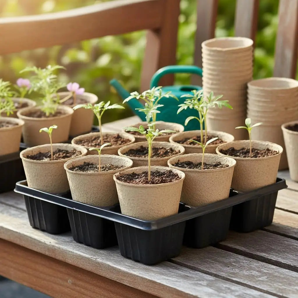 XMSJ Seed Starting Pots With Drainage Holes Biodegradable Round