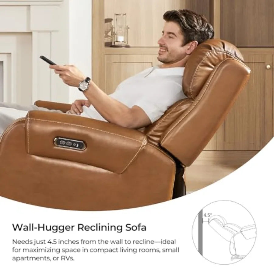 Leather Dual Motor Power Recliner Loveseat Wall Hugger USB Ports