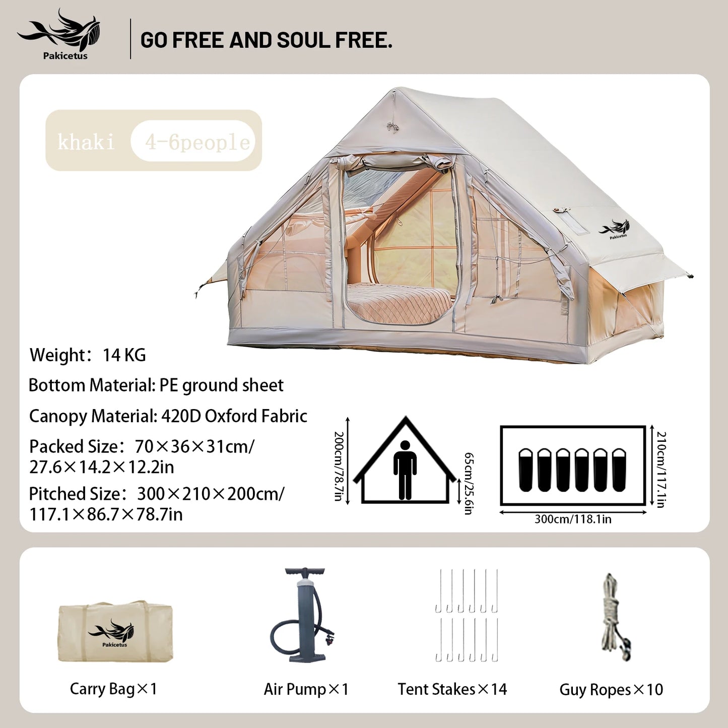 Quick Setup Inflatable Camping Tent For 4-8 People Waterproof