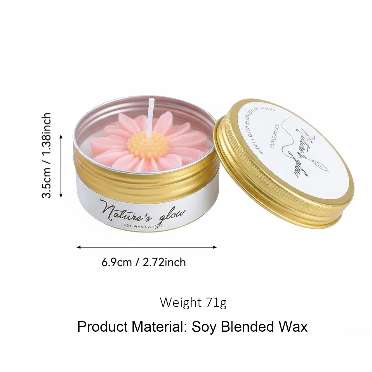 Chamomile Scented Soy Wax Candle Tin Handmade For Bedroom Decor
