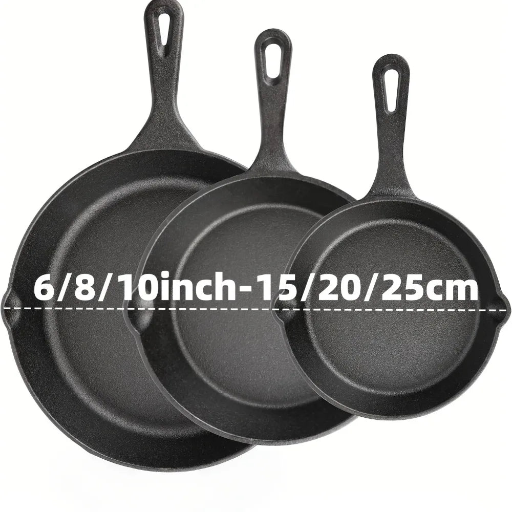 AEDG 3-Piece Pre-Seasoned Cast Iron Skillet Set