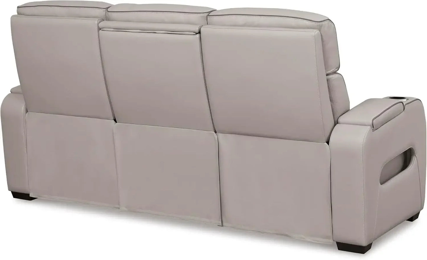 Contemporary Leather Match Power Reclining Sofa With USB Ports LED