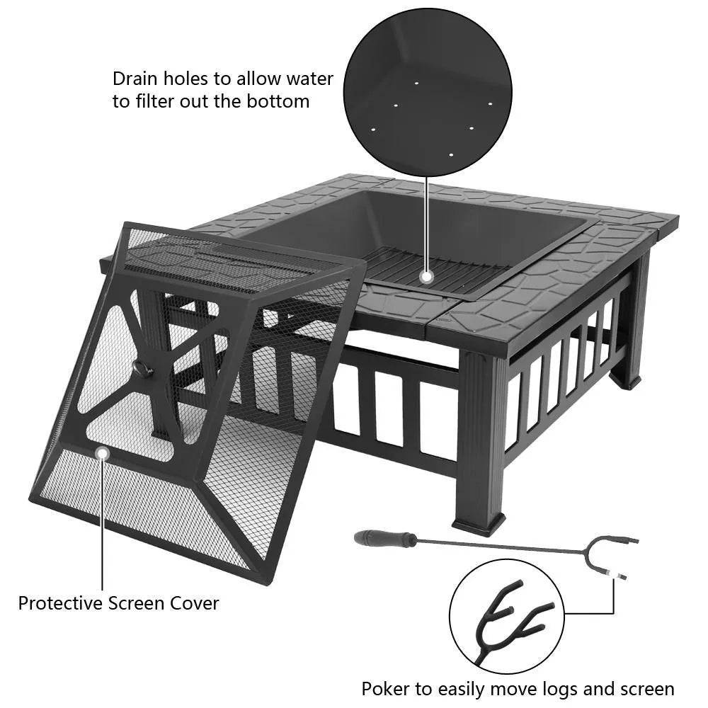 Outdoor Metal Fire Pit For Patio Garden Wood Burning