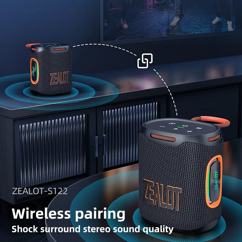 Zealot S122 Bluetooth Speaker BT 5.3 IPX6 Waterproof Shower