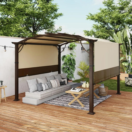 Arched Outdoor Pergola For Deck With Canopy And Aluminum Frame