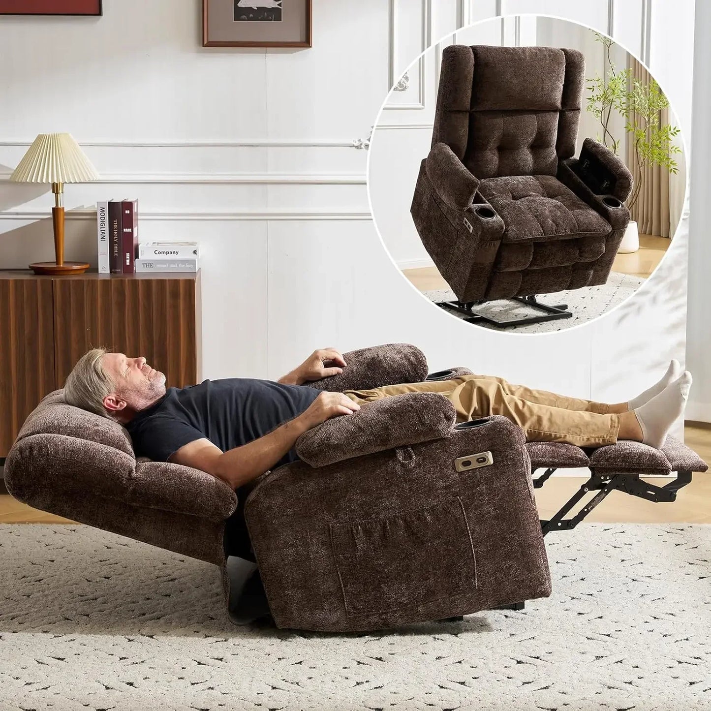 Dual Motor Lift Recliner With Massage And Heat Function
