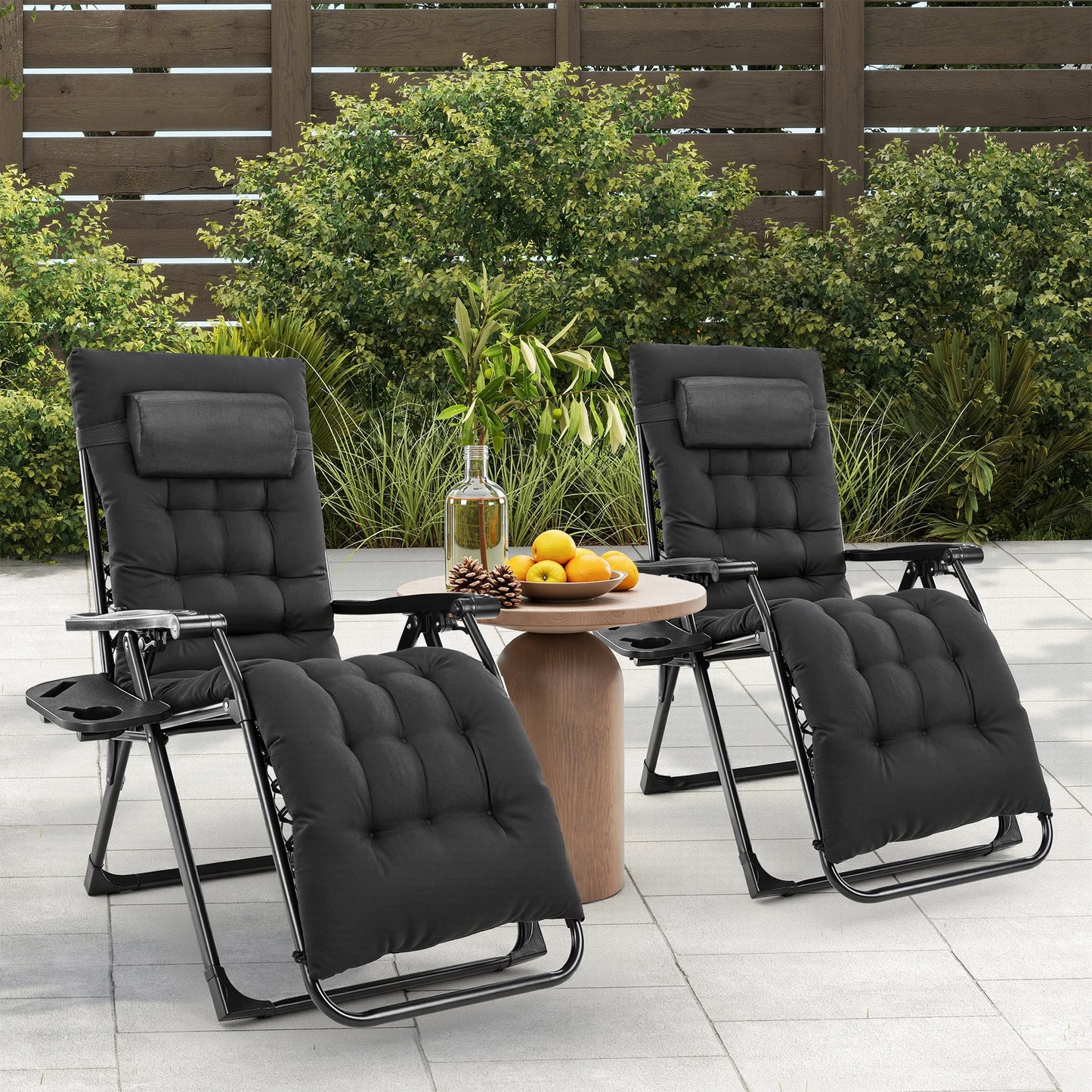 JHK Zero Gravity Recliner Outdoor Folding Lounge Chair With Cup Holders