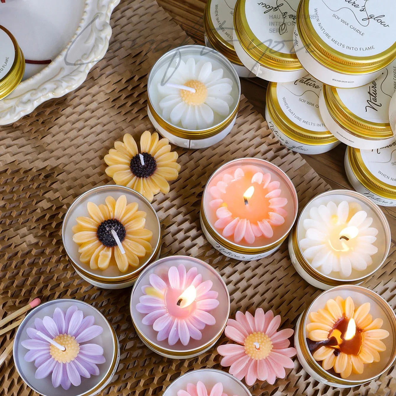 Chamomile Scented Soy Wax Candle Tin Handmade For Bedroom Decor