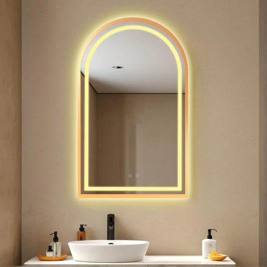 Arched LED Bathroom Mirror Wall Mounted Anti Fog and Touch