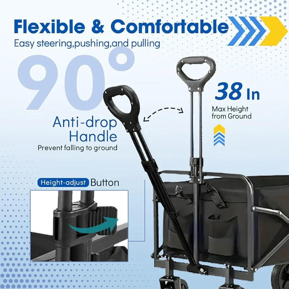 Collapsible Wagon Foldable All-Terrain Grocery Beach Wagon Cart