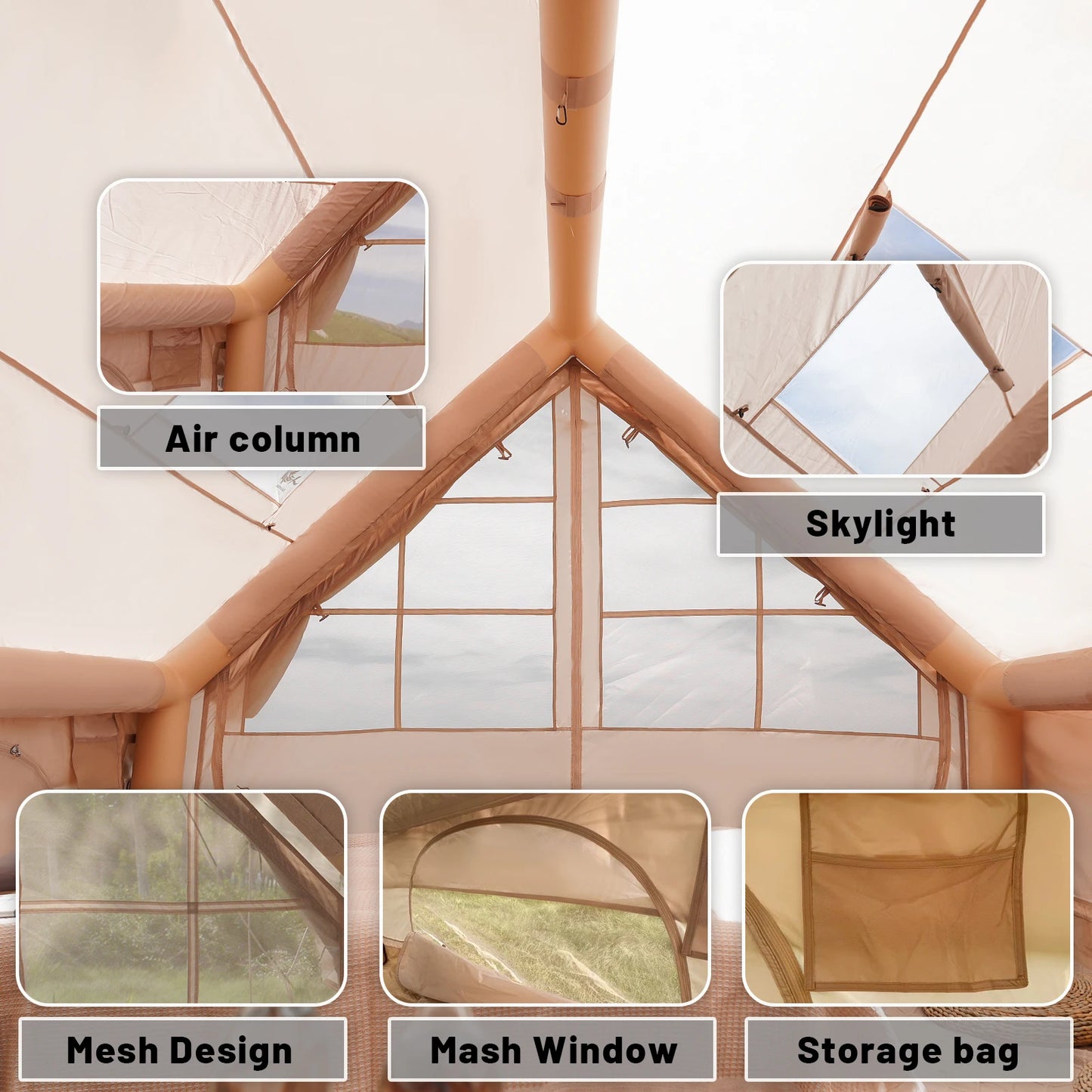 Quick Setup Inflatable Camping Tent For 4-8 People Waterproof