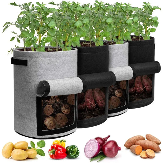Potato Grow Bags With Flap Harvest Window For Potatoes And Vegetables 4 Pack