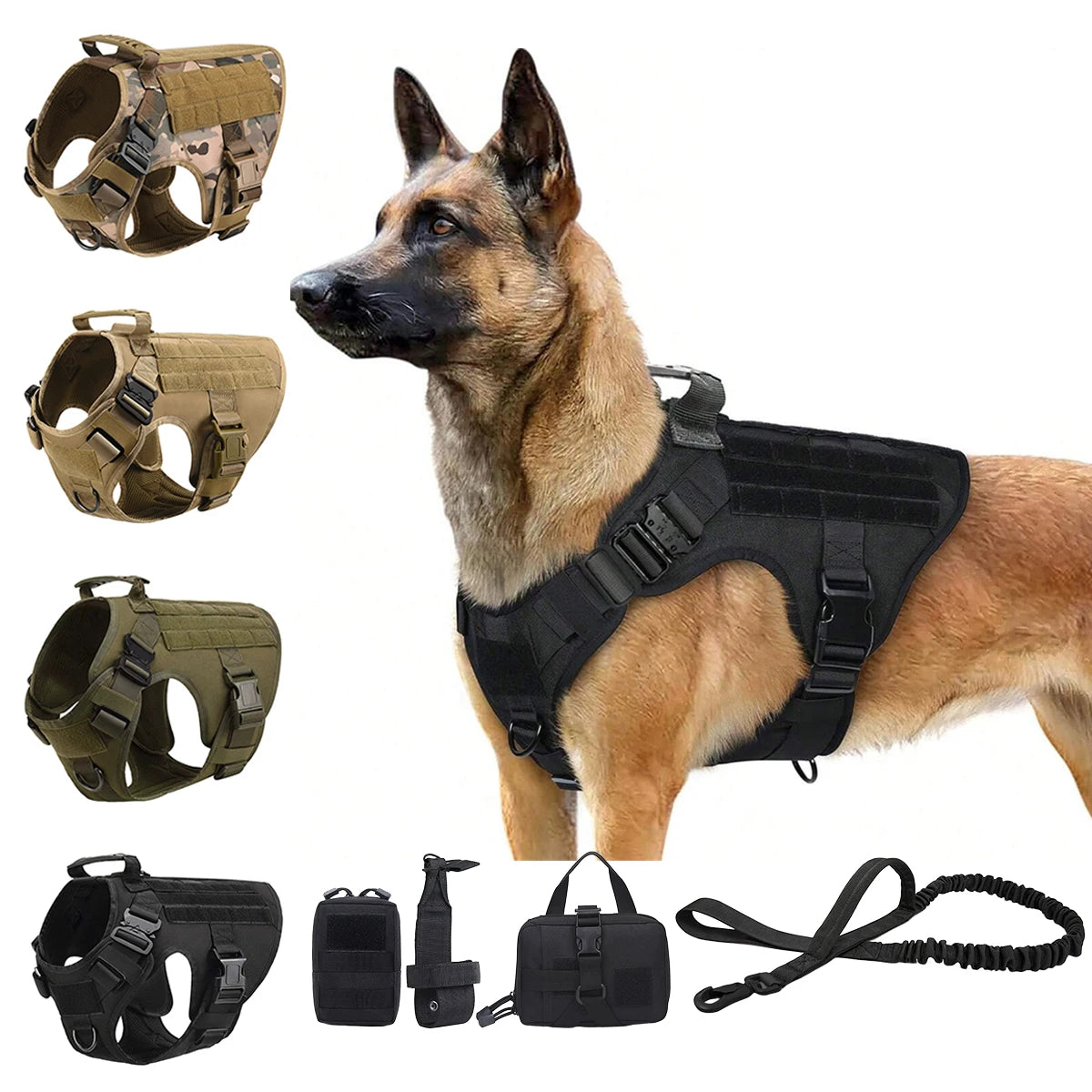 PETRAVEL CN Tactical Dog Harness Vest With Molle Pouches For Medium Large Dogs