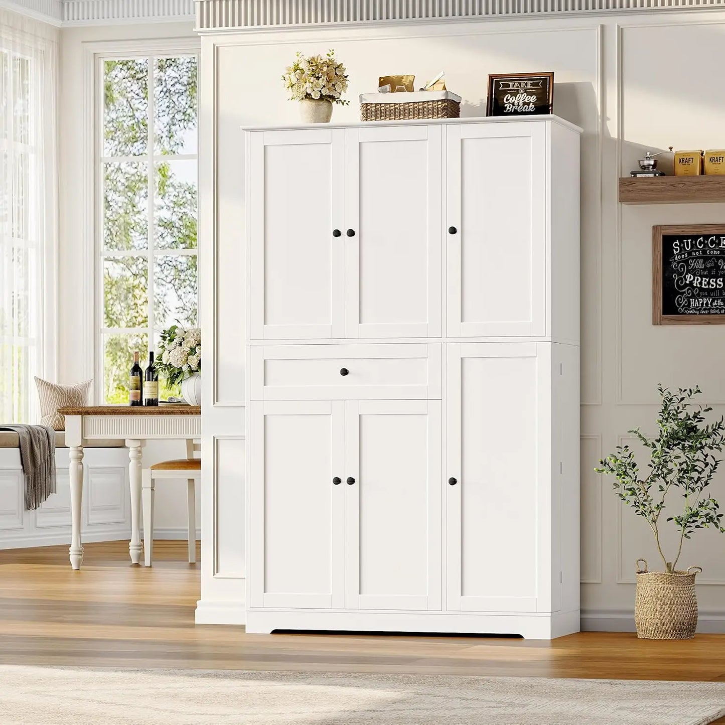 HUANZHUANG Modern Kitchen Pantry Cabinet With Doors And Shelves