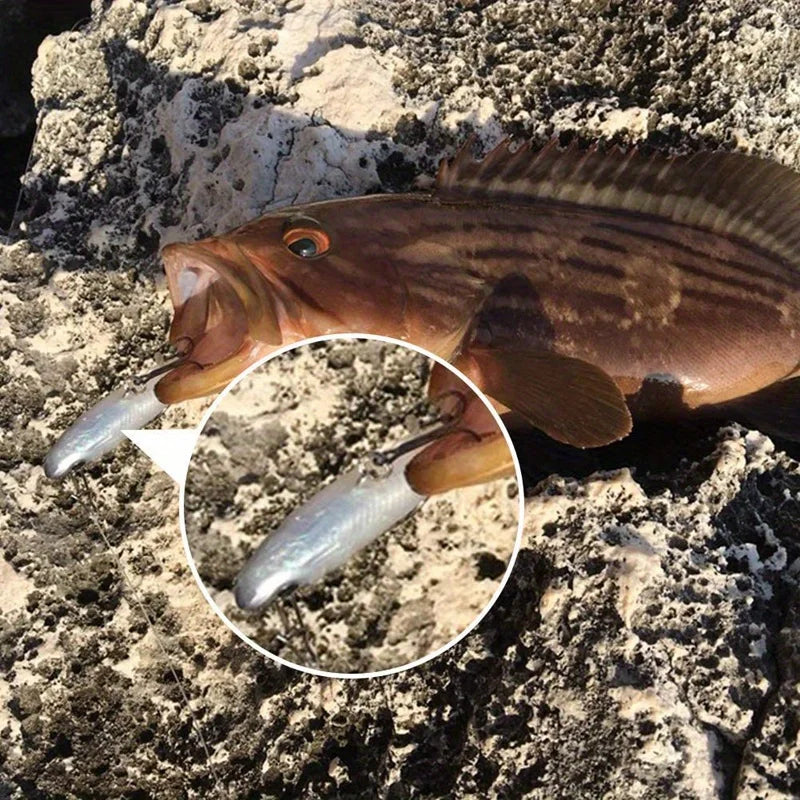 5 Piece Realistic Soft Bait Lure Kit With Sharp Hooks