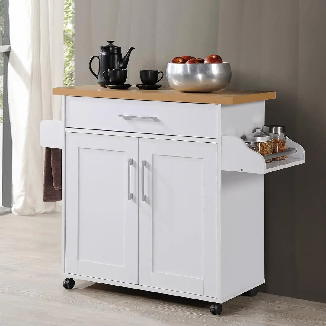 Compact Kitchen Island With Spice Rack Drawer Towel Bar Wheels