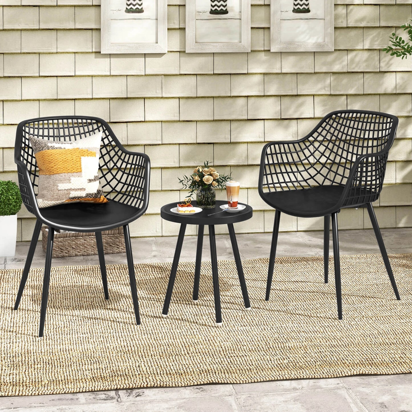 HOMASIS All Weather Patio Bistro Set Table And Chairs