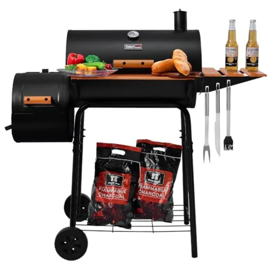 SHXI Outdoor Charcoal Grill With Offset Smoker For Backyard Grilling