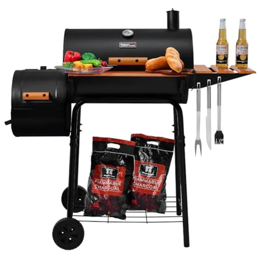 SHXI Outdoor Charcoal Grill With Offset Smoker For Backyard Grilling