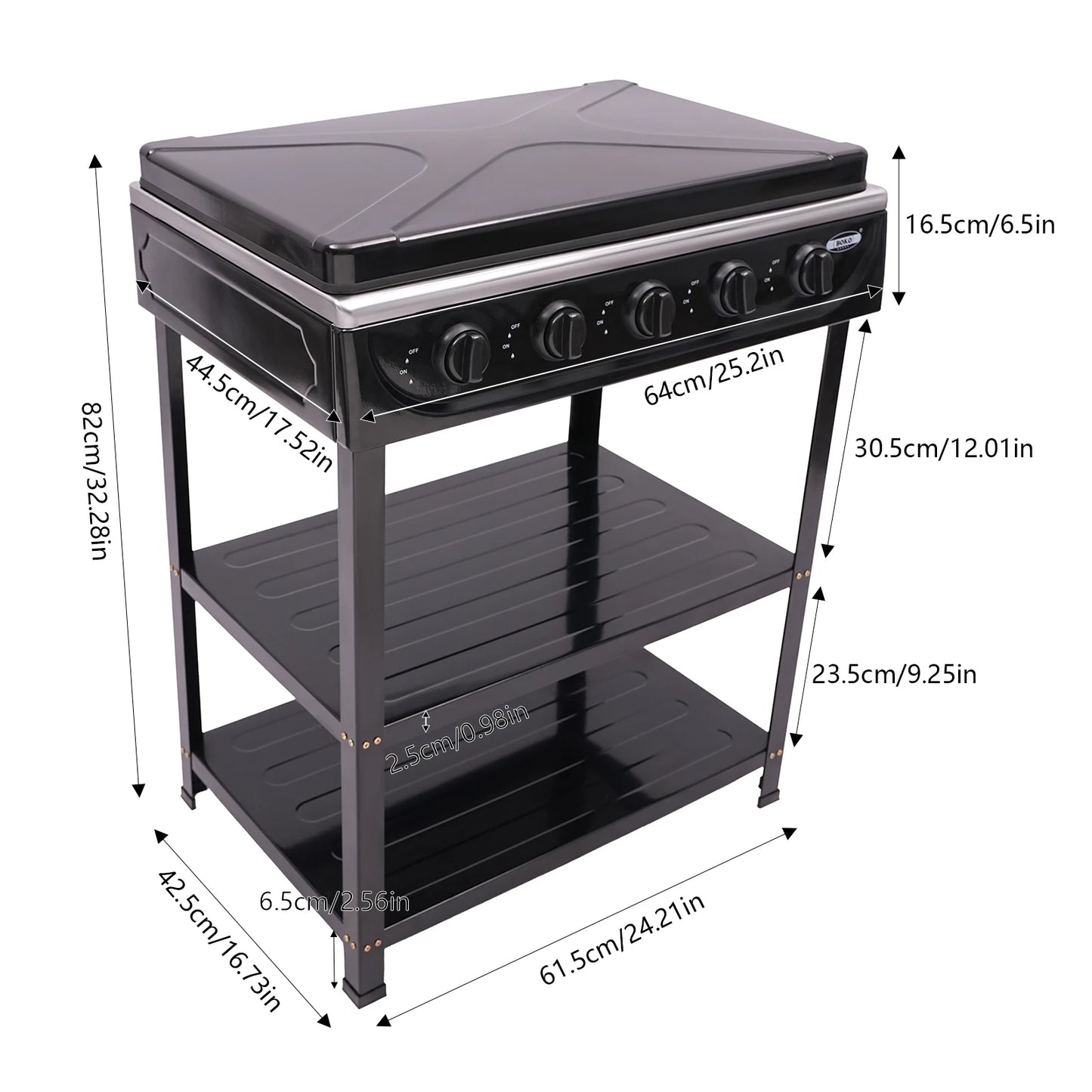 Five Burner Natural Gas Freestanding Grill For Outdoor Cooking