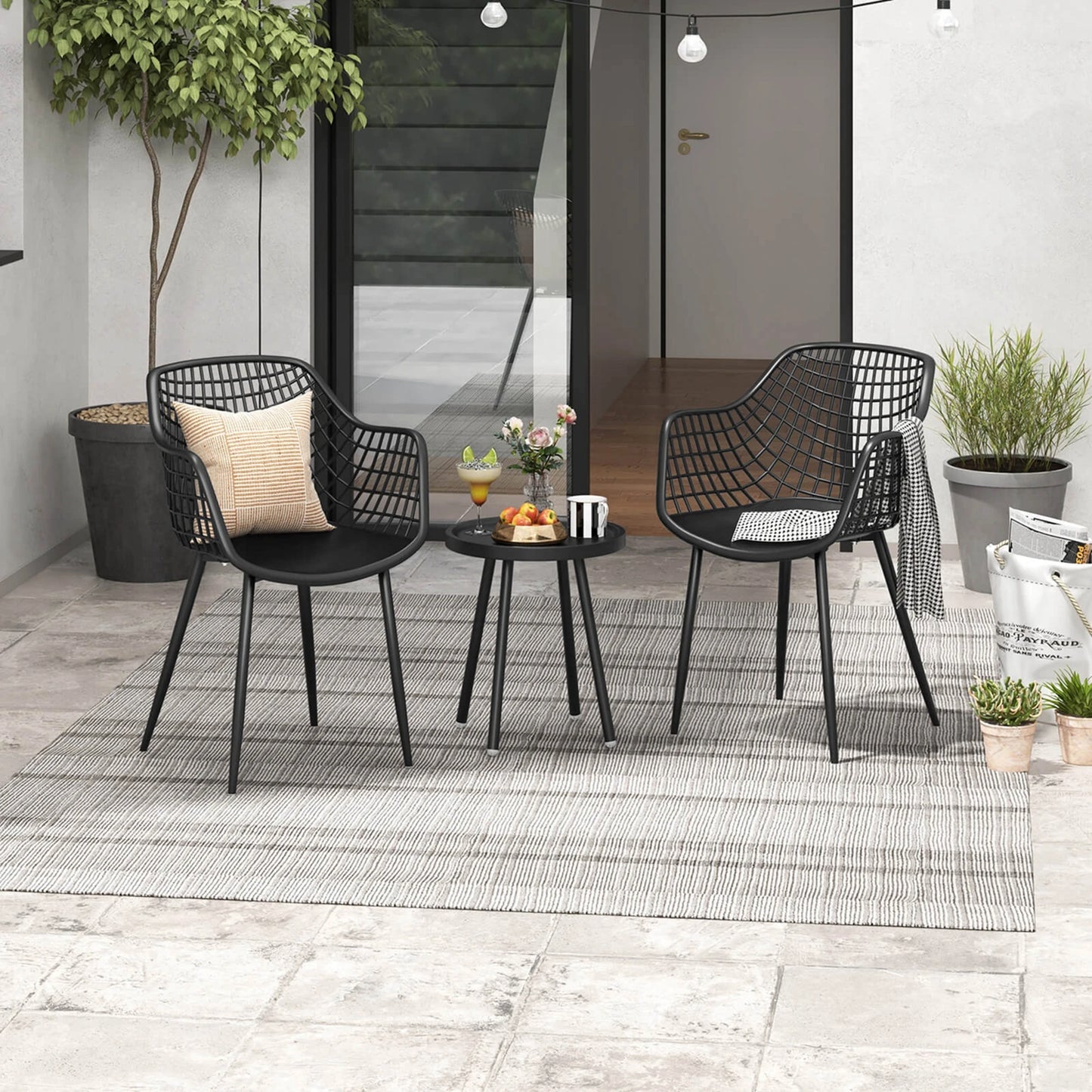 HOMASIS All Weather Patio Bistro Set Table And Chairs