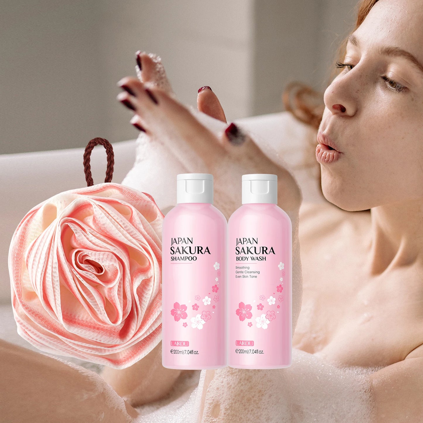 LAIKOU Sakura Body Wash Shampoo Set For Skin And Hair
