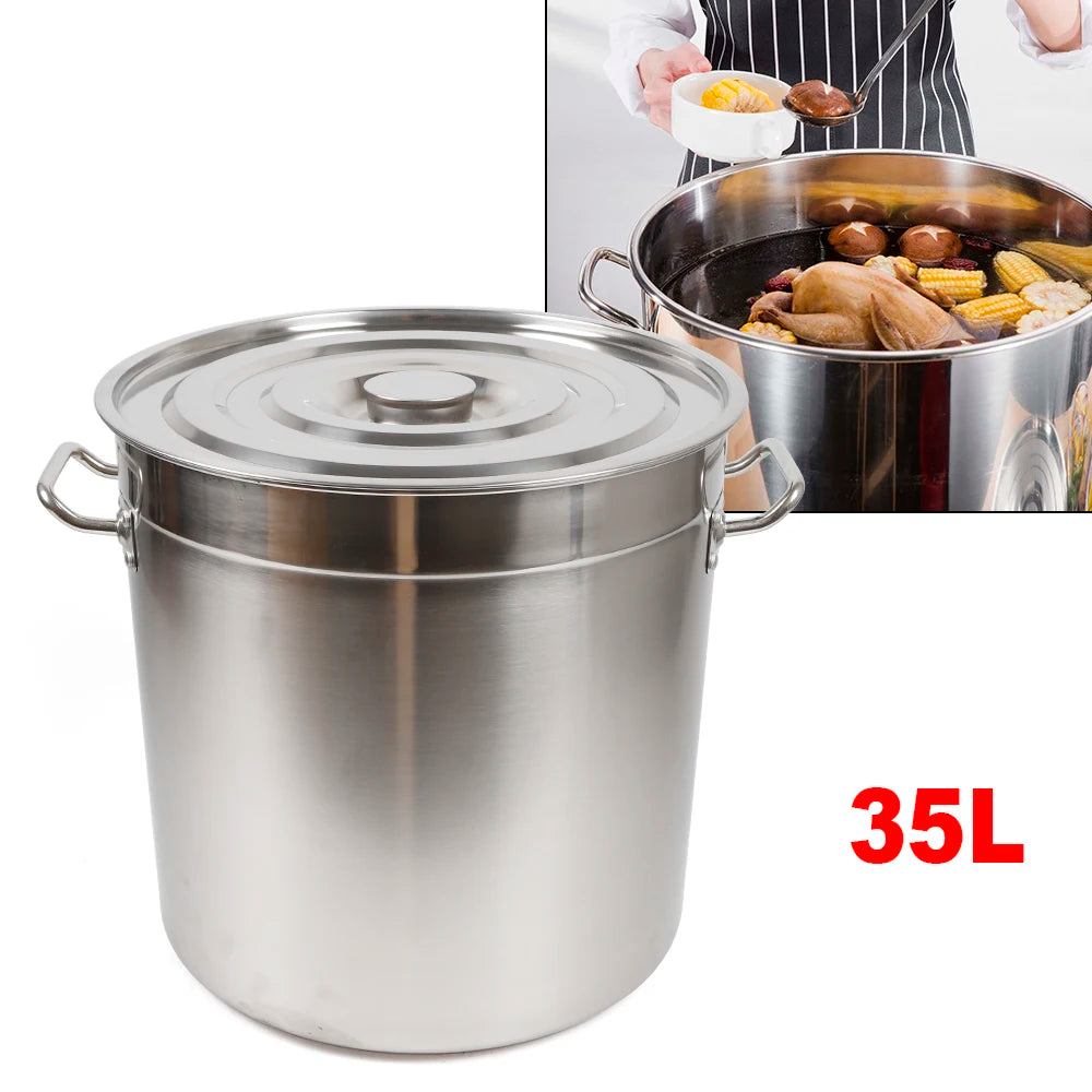 Thickened Stainless Steel Cookware 35L Multi Purpose Soup Stock Pot With Lid