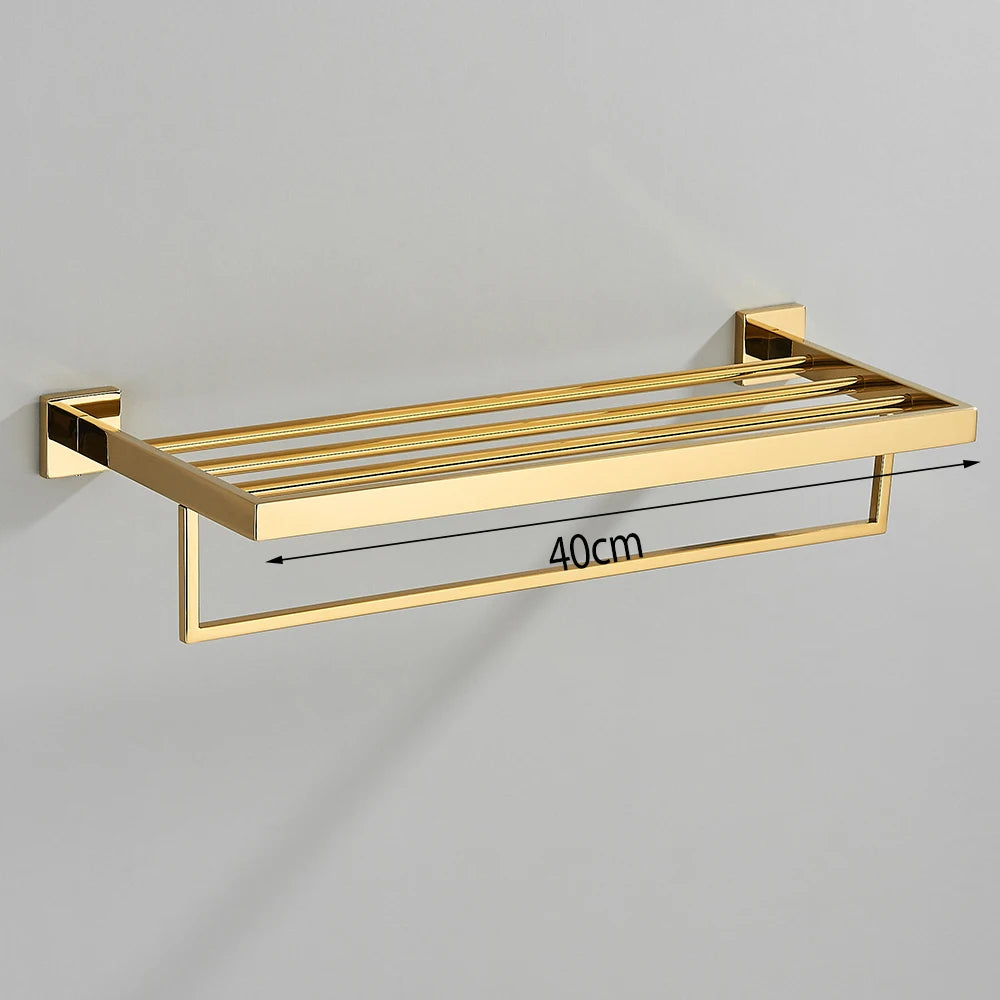 Onyzpily Bathroom Hardware Set Kit Wall Shelf Towel Bar
