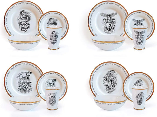 Harry Potter Hogwarts House Logos 16 Piece Dinnerware Set Ceramic