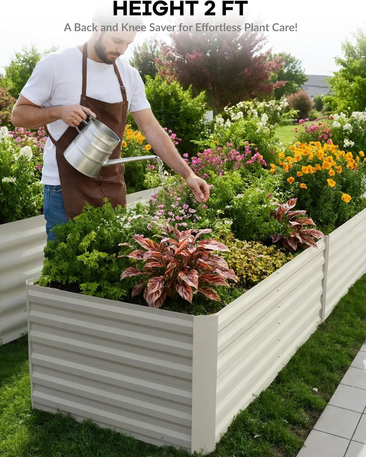 Twister.CK Galvanized Raised Garden Bed Kit For Vegetables Flowers Herbs