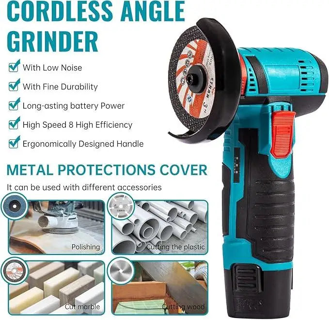 12V Mini Angle Grinder With Dual Lithium Batteries Polishing Tool