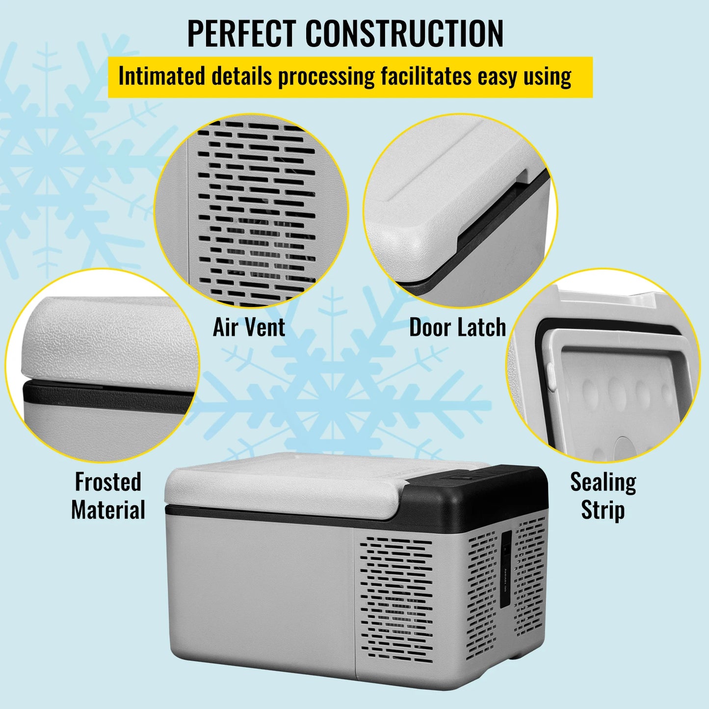 VEVOR Car Refrigerator Portable Compressor Fridge 12/24V DC 110-240V AC