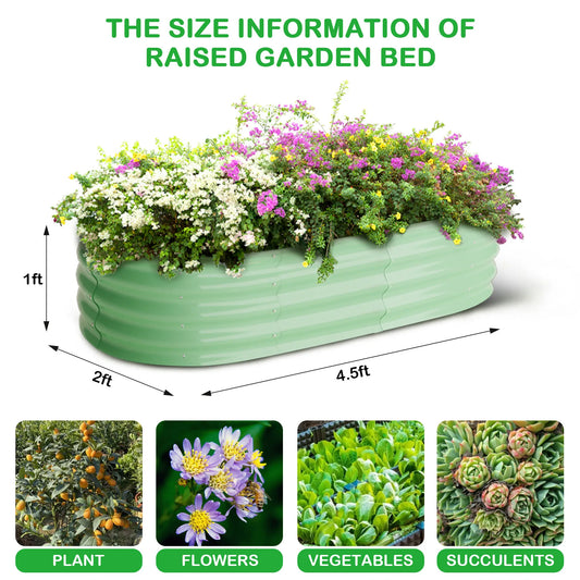 HiMISS Oval Galvanized Steel Raised Garden Bed Two-Pack