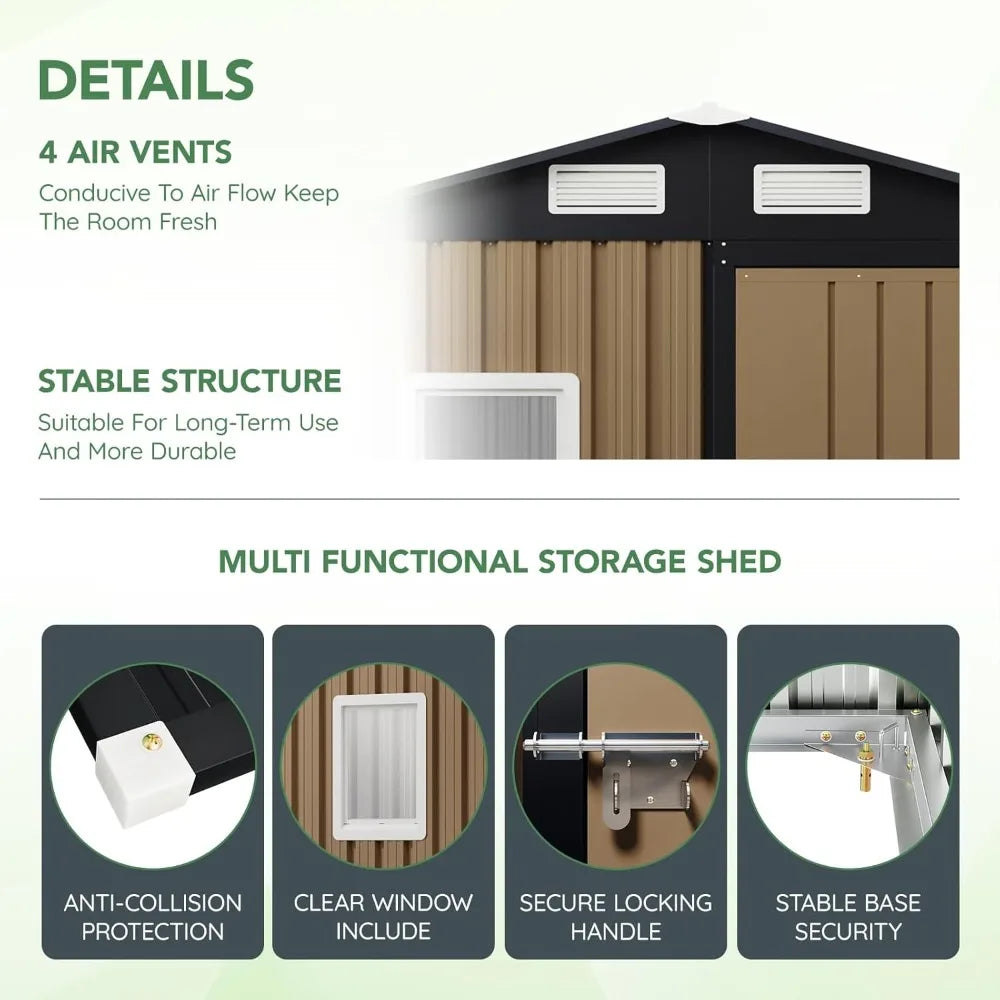 XIAOLANG Outdoor Steel Storage Shed With Lockable Doors And Window