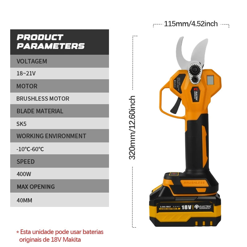 Electric Goddess Brushless Pruning Shears 18V Cordless Garden Tool