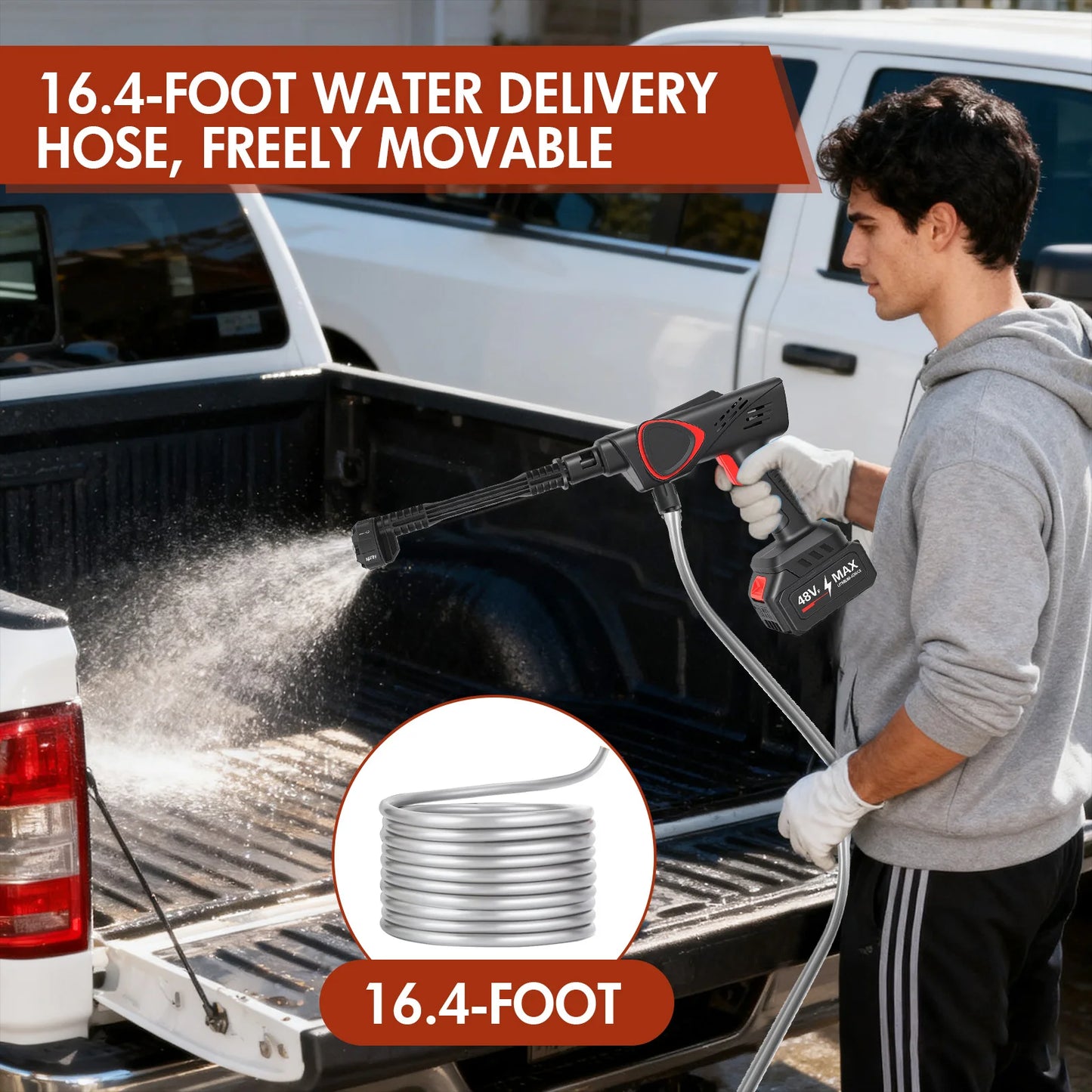 21V Cordless Pressure Washer 970 With Six In One Nozzle