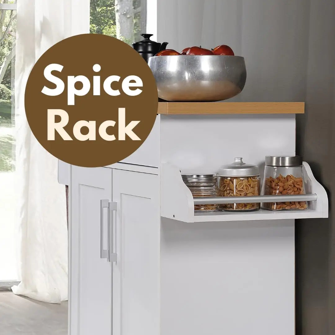 Compact Kitchen Island With Spice Rack Drawer Towel Bar Wheels