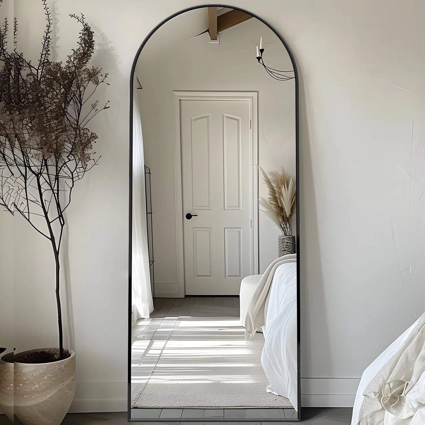 Antok Rectangular Floor Mirror With Stand For Bedroom