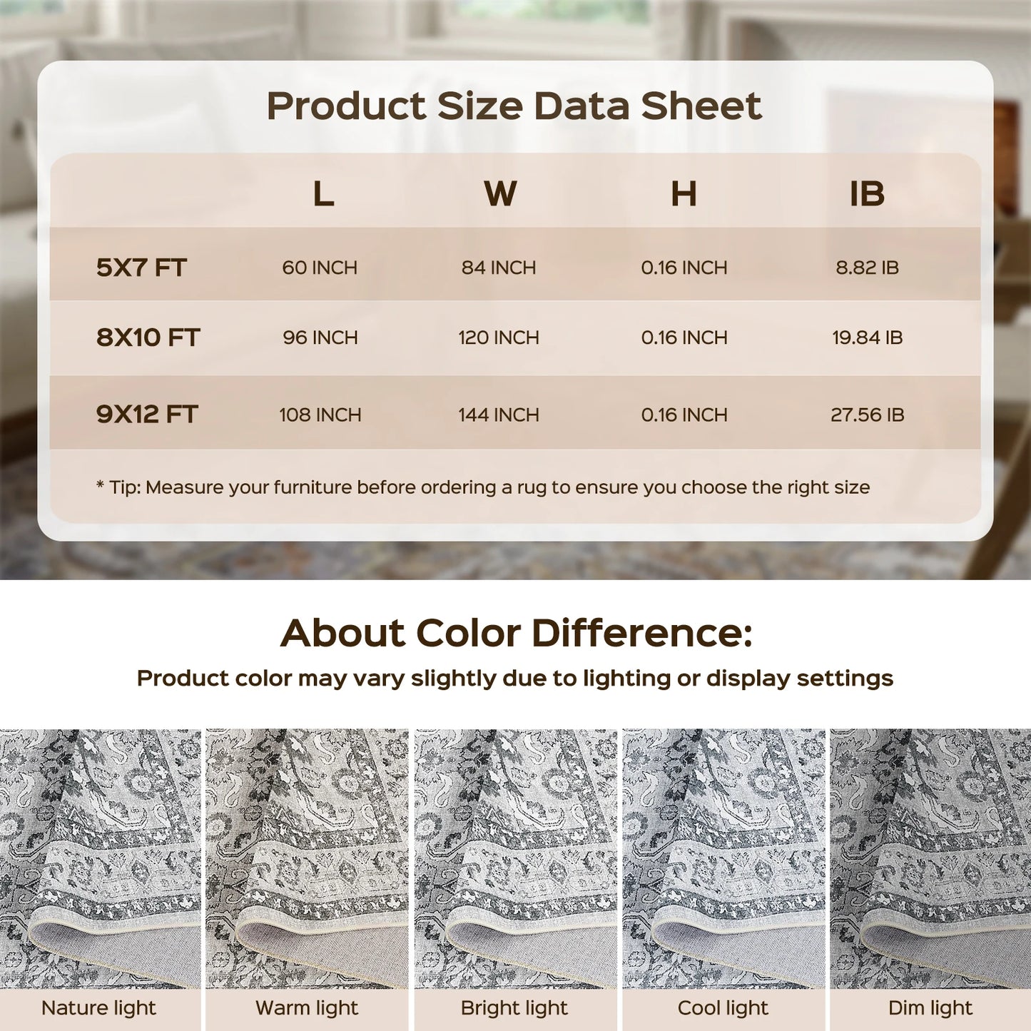 Noned Persian Floral Hand Tufted Living Room Area Rug