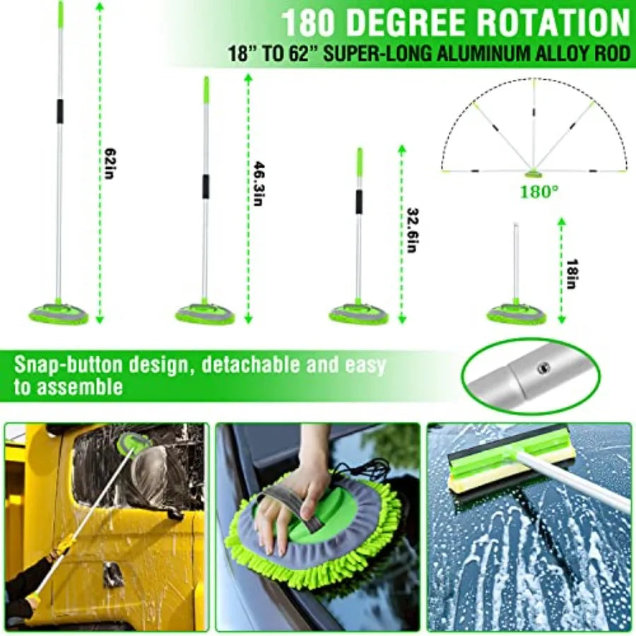 17 Piece Car Wash Kit With Extended Reach Brush Set