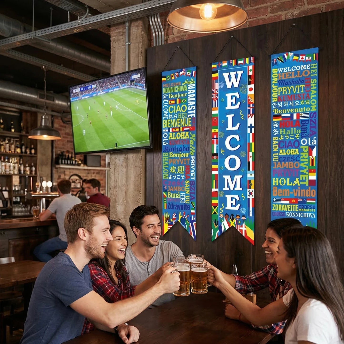 Football Themed Hanging Couplet Door Banner For Porch And Home