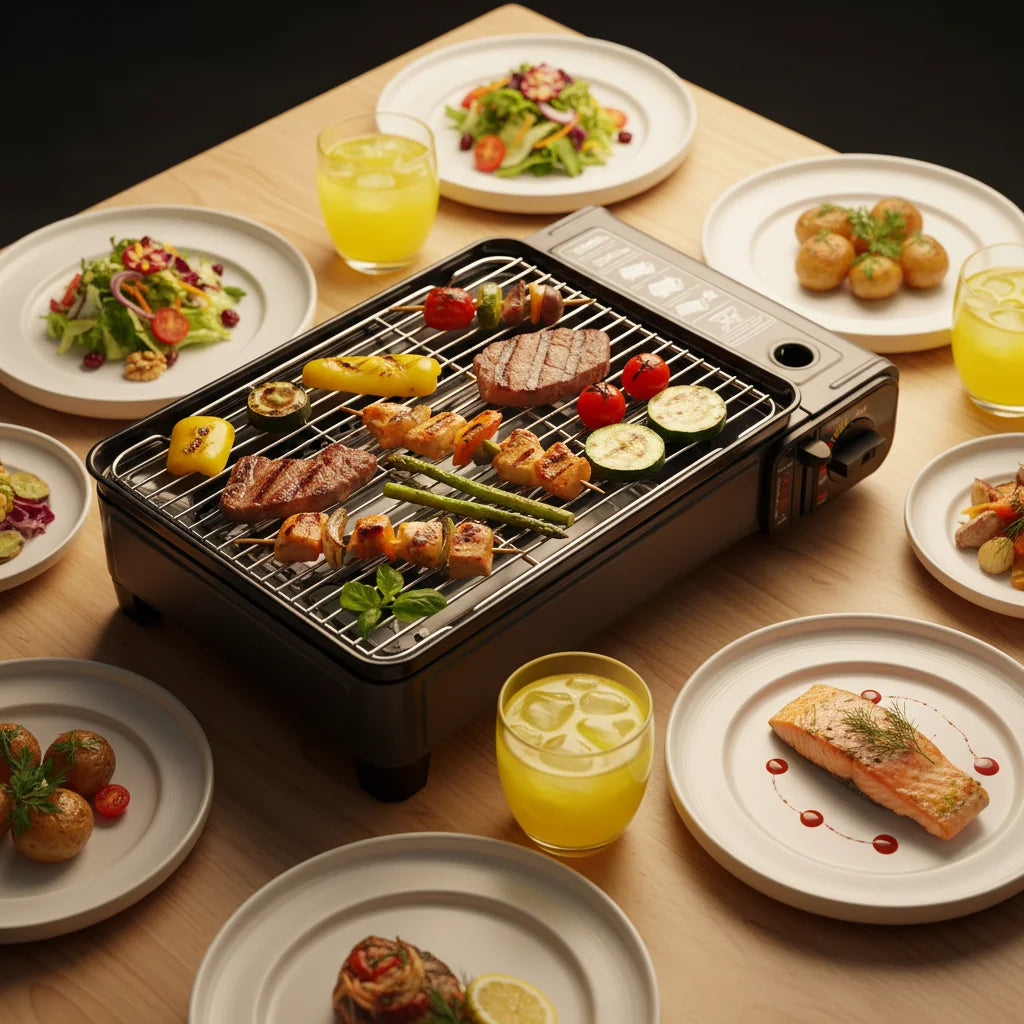 Bymaocar Portable Butane Gas Stove Grill For Outdoor Barbecue