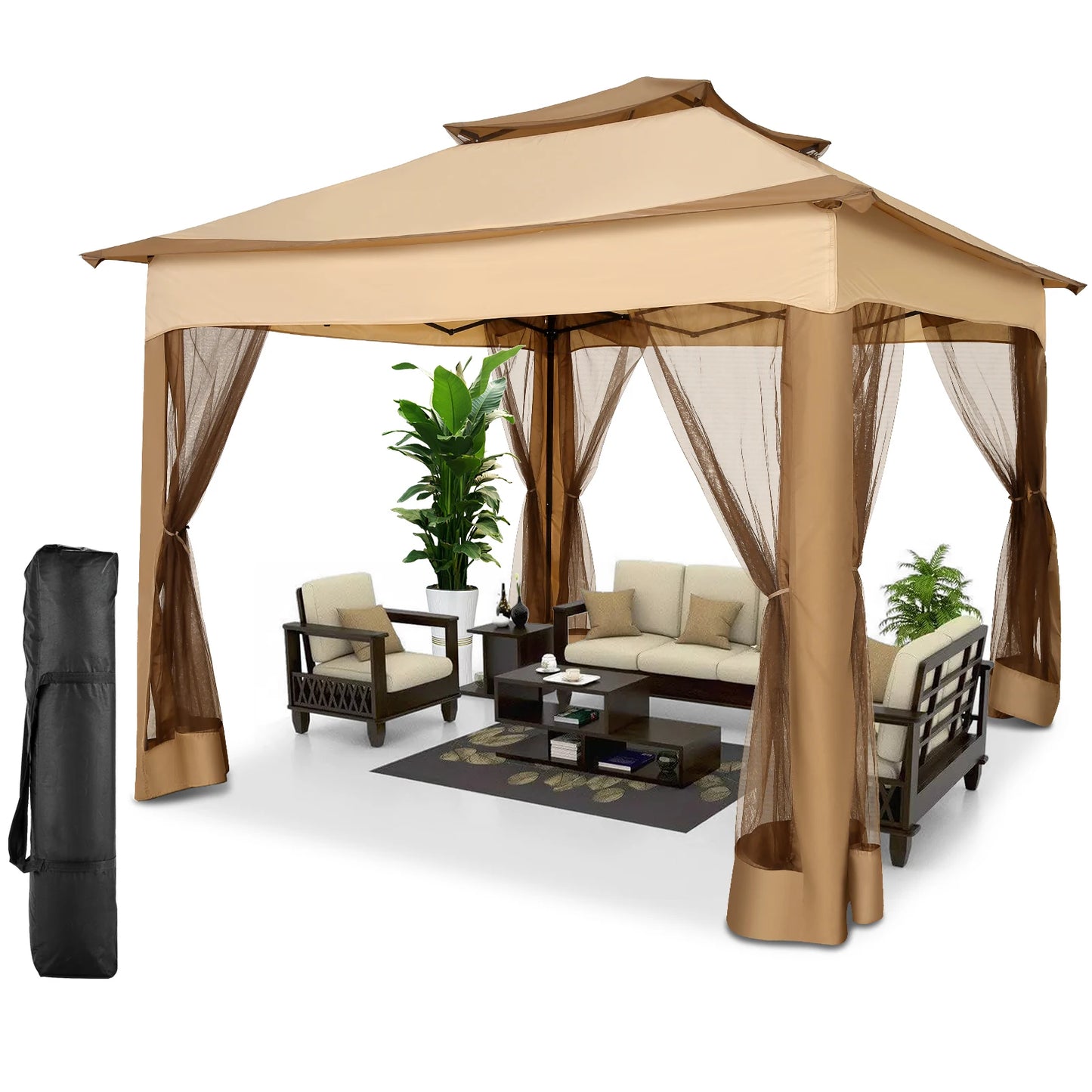 COBIZIC Pop Up Gazebo One Push Canopy Tent With Mosquito Netting