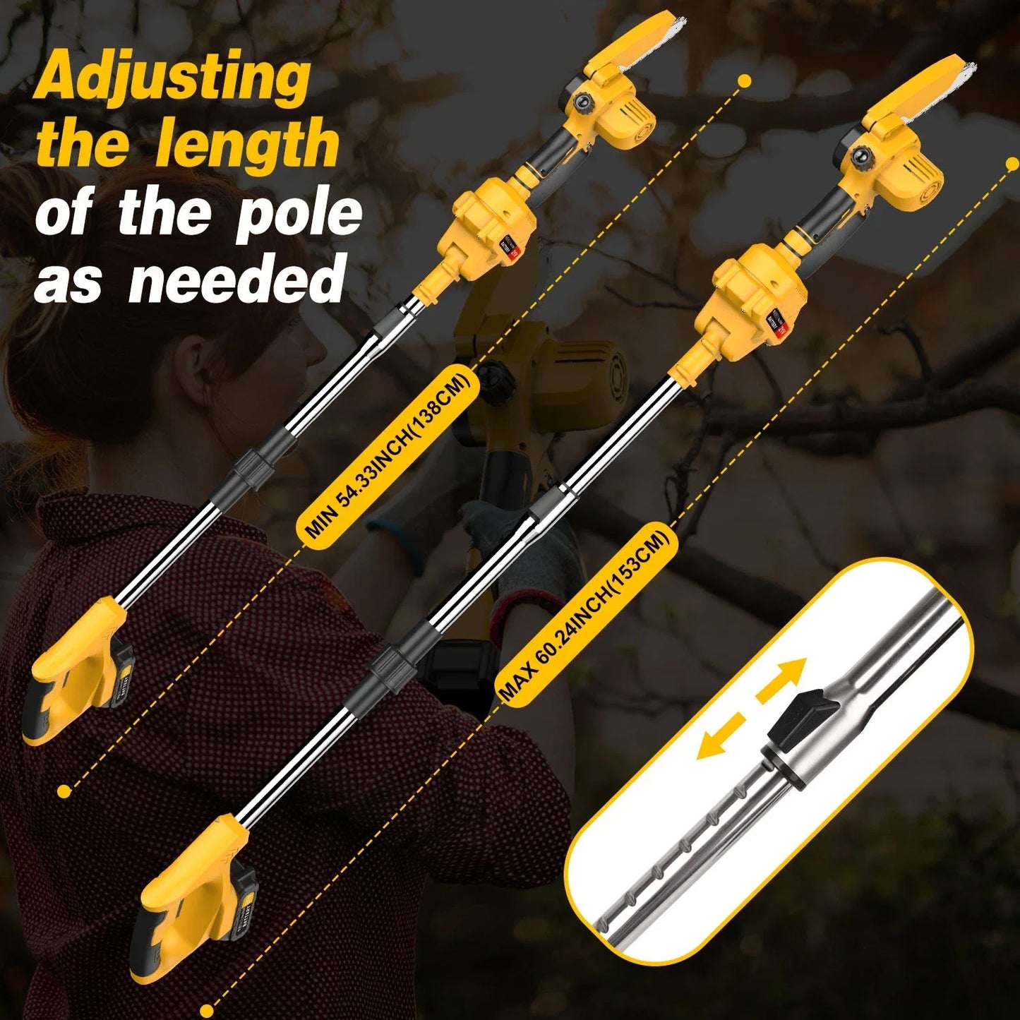 2-In-1 Brushless Electric Telescoping Pole Saw Mini Chainsaw Battery