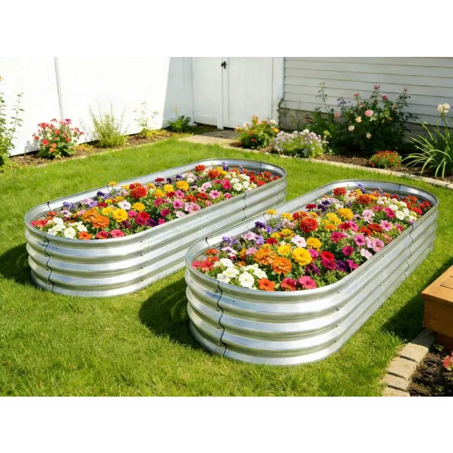 Metal Raised Garden Bed Planter For Vegetables Herbs 2 Pack