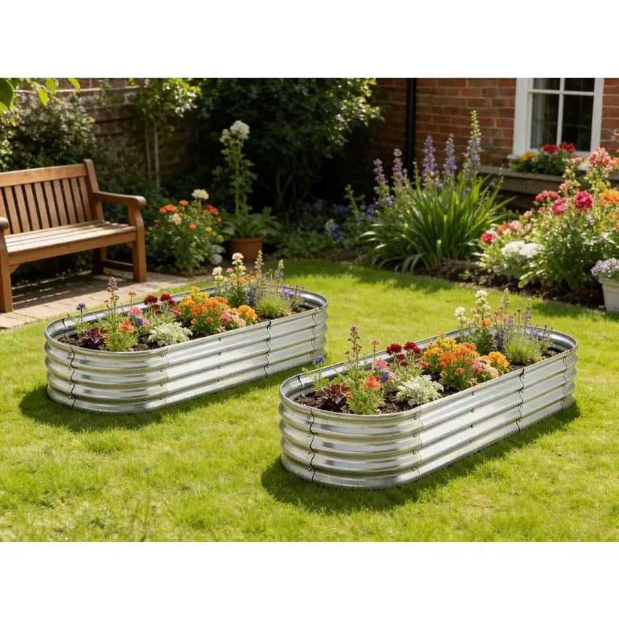 Metal Raised Garden Bed Planter For Vegetables Herbs 2 Pack