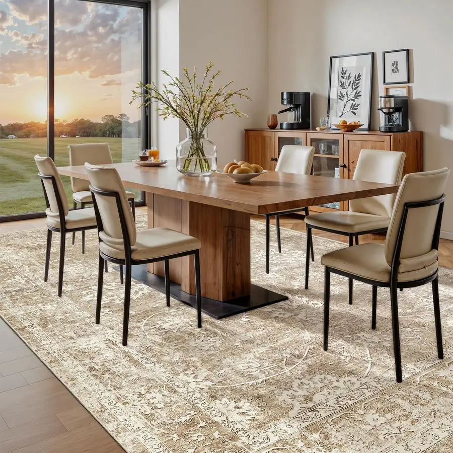 Machine Washable Wool Area Rug For Living Room NonSlip Backing