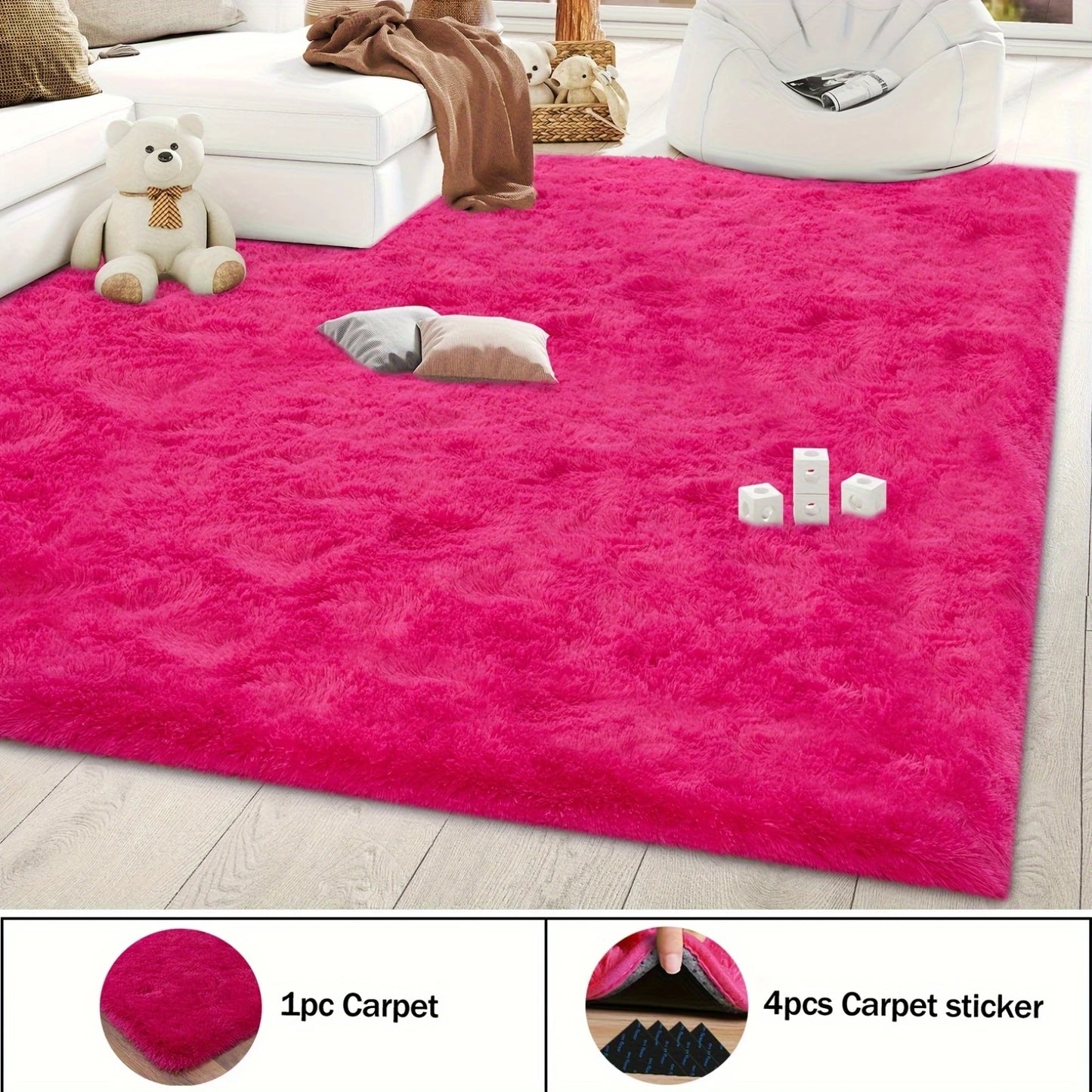 NONED Soft Shaggy Non Slip Rug Living Room And Bedroom